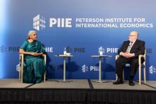 HFM Smt. N. sitharaman converses with Dr Adam Posen